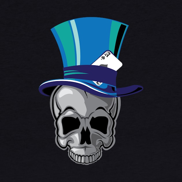 Skull And Top Hat Original New School Art Ace by ckandrus